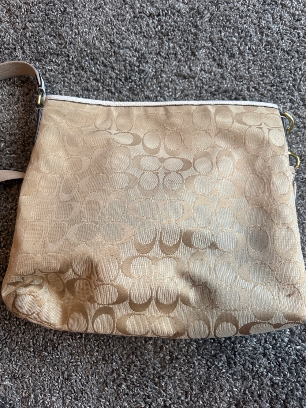 Coach Tan Signature Canvas Crossbody Bag style# F28502 - Picture 6 of 8